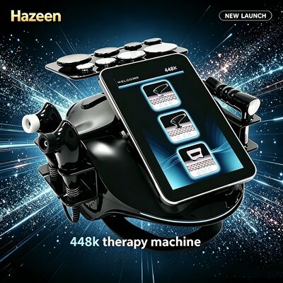 جهاز العلاج Hazeen Tecar بتردد 448 كيلو هرتز للعلاج بالألياف وتقليل التهاب النسيج الخلوي، وتردد 448 كيلو هرتز، وقوة عالية تبلغ 500 وات.